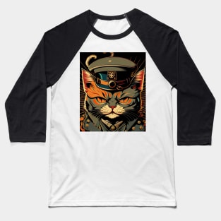 Groovy Army Cat with hat and uniform Baseball T-Shirt